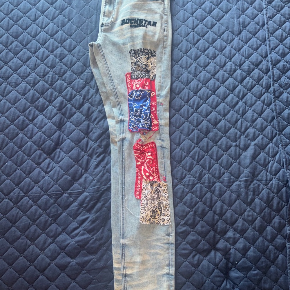 Men's Skinny Jeans - Blue and Red